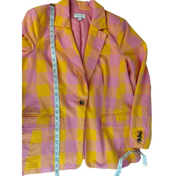 Free Assembly Womens XXL Pink & Yellow Checkered Blazer - Picture 9 of 9